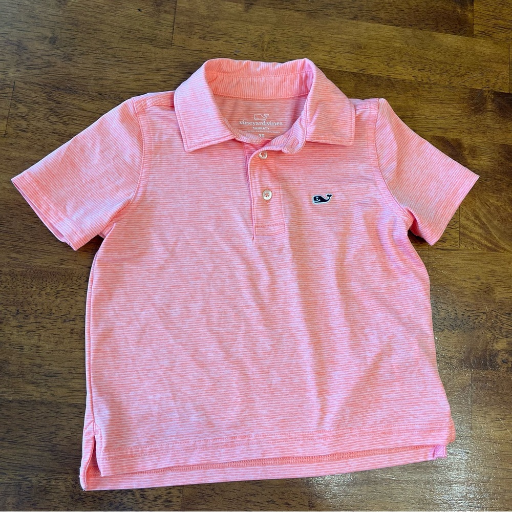 Vineyard Vines Sankaty orange stripe polo toddler size 3T